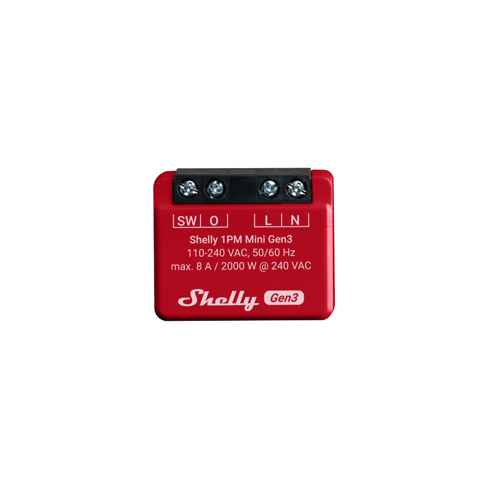 Shelly Mini 1PM gen3, Wi-Fi-operated smart switch, 1 channel 8 A with Power Metering - Wi-Fi-operated smart switch, 1 channel 8 A with Power Metering