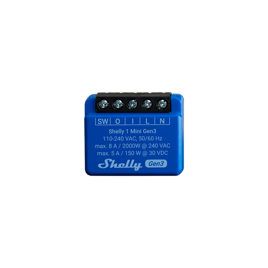 Shelly Mini 1 gen3, Wi-Fi-operated smart switch, 1 channel 8 A - Wi-Fi-operated smart switch, 1 channel 8 A