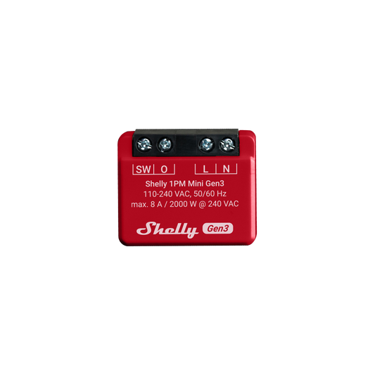 Shelly Mini 1PM gen3, Wi-Fi-operated smart switch, 1 channel 8 A with Power Metering​ - Wi-Fi-operated smart switch, 1 channel 8 A with Power Metering​