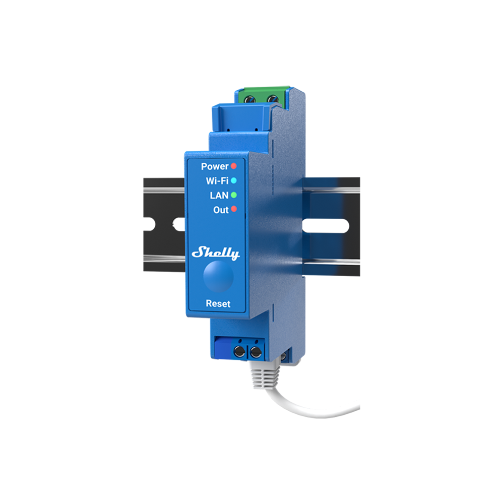 Shelly Professional 1-channel DIN rail smart switch with dry contacts