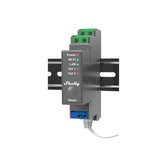 Shelly Professional 2-channel DIN rail smart switch with dry contacts