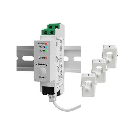 Shelly Pro 3EM 120A - Next-generation DIN-mountable 3-Phase Energy Meter, 120A