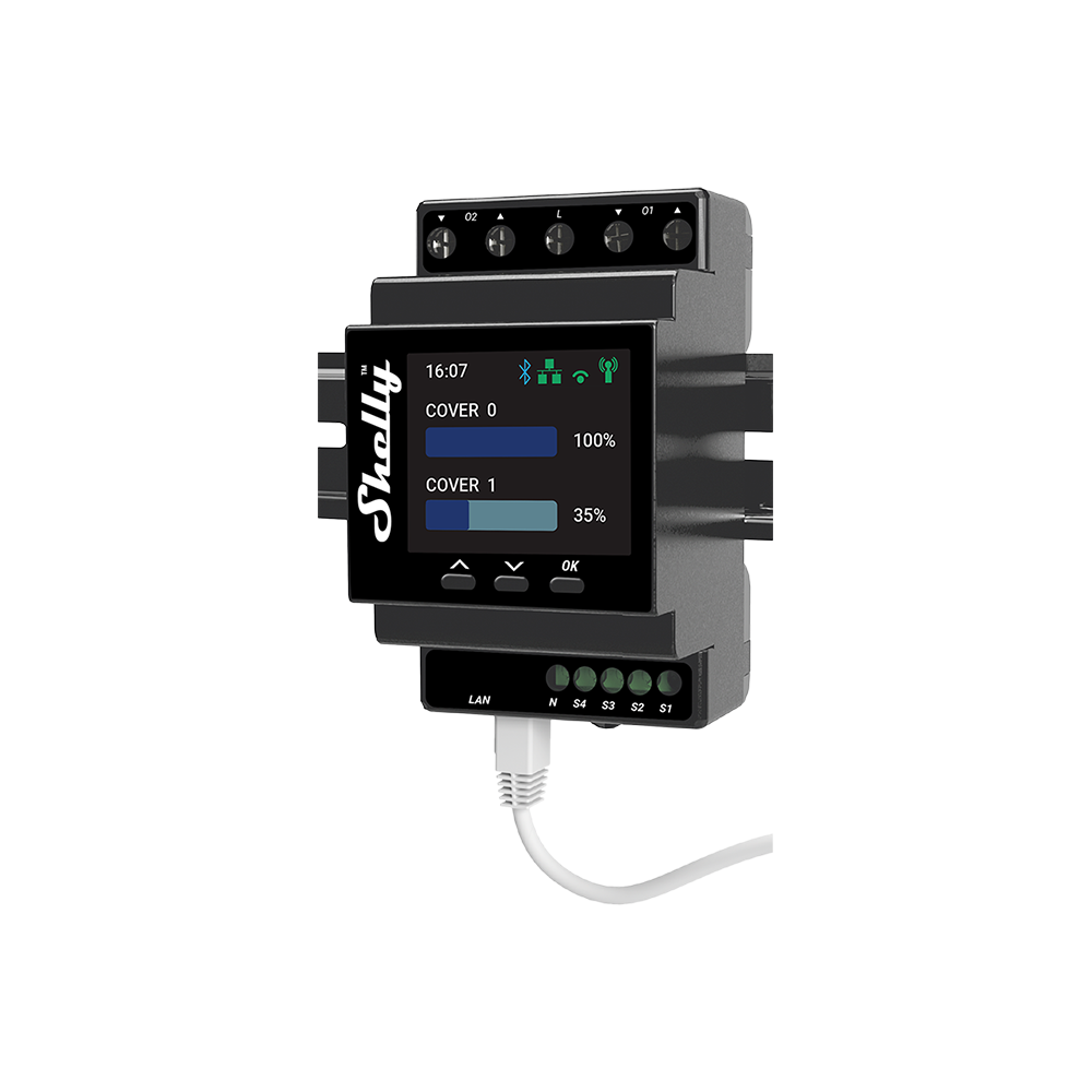 Shelly Professional DIN rail smart dual cover/shutter controller with power metering capabilities