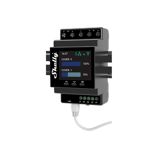 Shelly Professional DIN rail smart dual cover/shutter controller with power metering capabilities